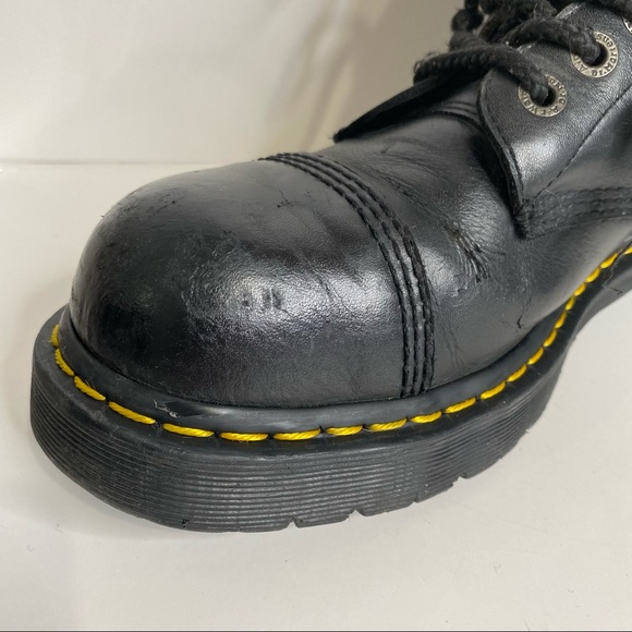 Dr Martens 10966 Steel Toe Cap Combat Boots Black Leather 10 Eye Lace Up Punk 11 - Picture 14 of 16